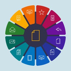 files, email, education Infographic Circle outline Icons Set. Contains such Icons as  sign, education, book,  online,  internet, exit,  web, favorite,  send and more. Fully Editable. Pixel Perfect