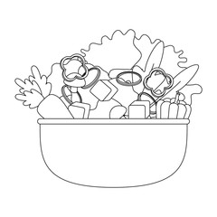 vegetables in kitchen bowl vector illustration design