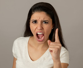 Human expressions and emotions. Young attractive woman with an a
