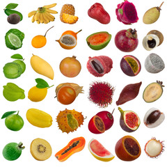 set of exotic fruits isolated