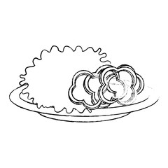 delicious vegetable salad on plate vector illustration design