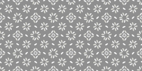 Seamless vector geometric pattern with rice grain on gray background.