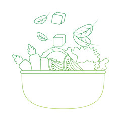 vegetables in kitchen bowl vector illustration design