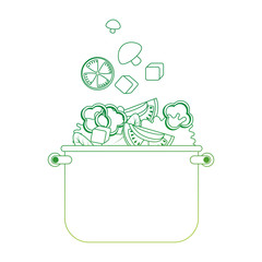 vegetables cooking in kitchen pot vector illustration design
