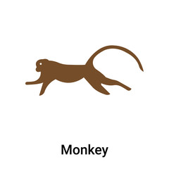 Monkey icon vector sign and symbol isolated on white background