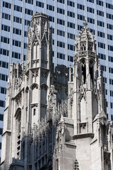 Detail of the tower of the Saint Thomas Church, in New York City, USA.