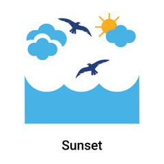 Sunset icon vector sign and symbol isolated on white background