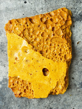 rustic homemade golden honeycomb toffee