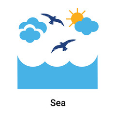 Sea icon vector sign and symbol isolated on white background