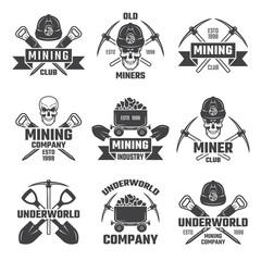 Fototapeta premium Mineral and gold mining. Vector emblems