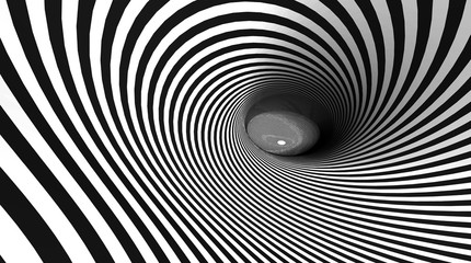 Naklejka premium Vector optical illusion black and white twisted stripes abstract background.