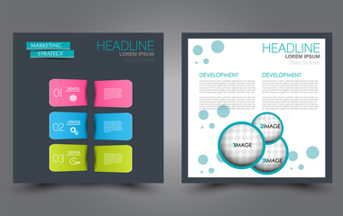 Square flyer template. Simple brochure design. For business and education. Vector illustration.