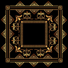 art deco golden frame ornament luxury vintage decoration abstract vector illustration