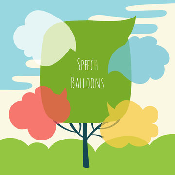 Vector set of speech bubble with tree
