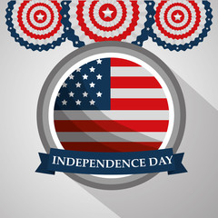 round label flag american independence day vector illustration