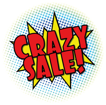 Crazy Sale Comic Explosion Retro Design Deal Tag