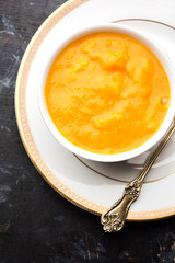 Mango Pulp / Aam rus or Ras served in small bowls, selective focus