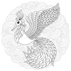   Firebird for anti stress Coloring Page with high details.