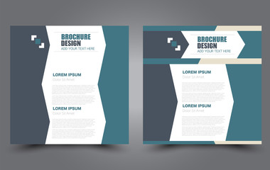 Square flyer template. Simple brochure design. For business and education. Vector illustration. Blue color.