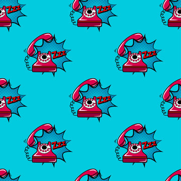 Abstract seamless telephone pattern for girls, boys, clothes. Creative vector background with telephone in pop art style. Funny pattern wallpaper for textile and fabric. Fashion telephone style.