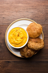 Amrakhand OR Mango Shrikhand with puri or Poori