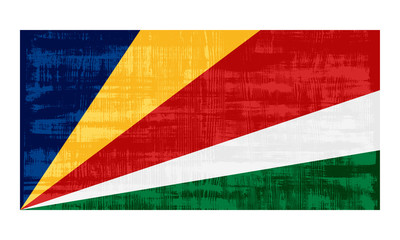Seychelles flag isolated on white background. Vector illustration in grunge style.
