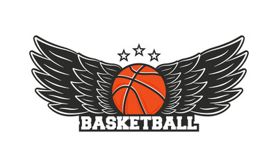 Basketball logo. Basketball ball with wings. Vector illustration