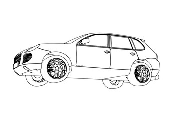 Fototapeta premium sketch SUV car vector
