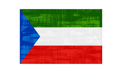 Equatorial Guinea flag isolated on white background. Vector illustration in grunge style.