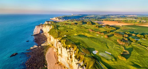 Foto op Canvas Aerial panorama of chalk cliffs at Etretat - Normandy, France © Leonid Andronov