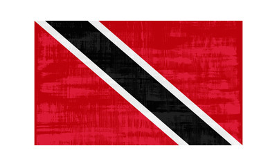 Trinidad and Tobago flag isolated on white background. Vector illustration in grunge style.