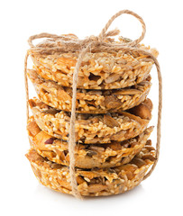 Obraz premium Cereal cookies close-up isolated on a white background.