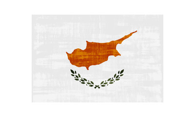 Cyprus flag isolated on white background. Vector illustration in grunge style.