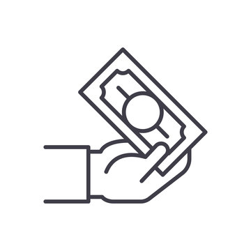Cash transactions black icon concept. Cash transactions flat  vector symbol, sign, illustration.