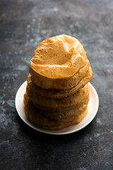 Homemade Fried Puri or Poori Or Indian Bread, selective focus