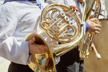 Classic Brass band plays the musical in garden.