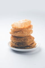 Homemade Fried Puri or Poori Or Indian Bread, selective focus