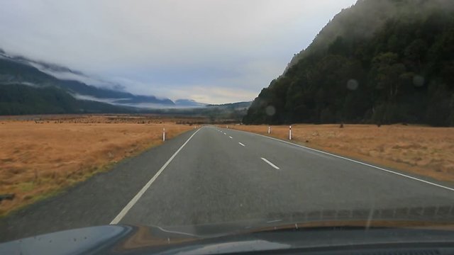 road view in knobs flat milford sound fiordland national park new zealand