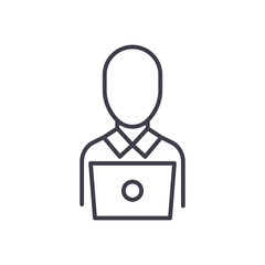 Remote worker black icon concept. Remote worker flat  vector symbol, sign, illustration.