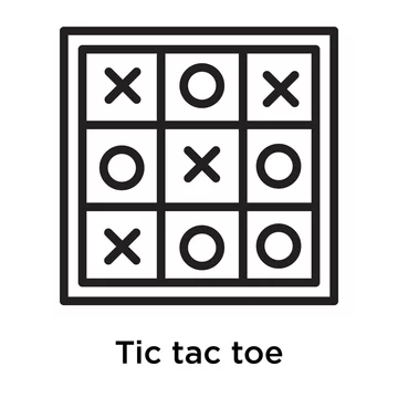 Linha Branca Tic Tac Toe Jogo Ícone Isolado No Fundo Preto. Vector Royalty  Free SVG, Cliparts, Vetores, e Ilustrações Stock. Image 158138170