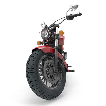 Old retro motorcycle isolated on white. 3D illustration