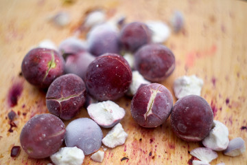 red, large frozen grapes