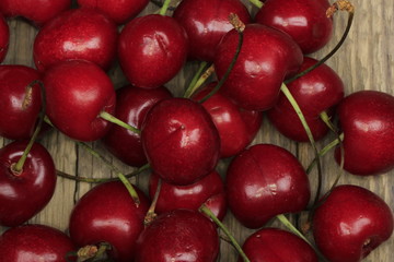 cherry on wooden background
