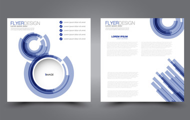 Square flyer template. Simple brochure design. For business and education. Vector illustration. Blue color.