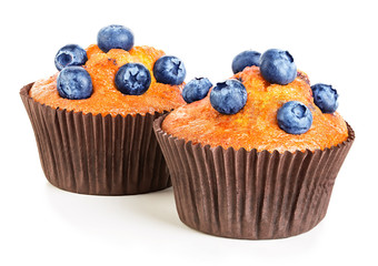 Muffins isolated on white.