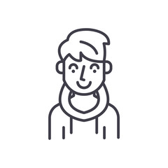 Young groom black icon concept. Young groom flat  vector symbol, sign, illustration.