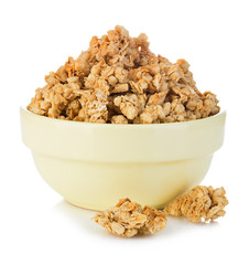 Breakfast cereal close-up isolated on white background.