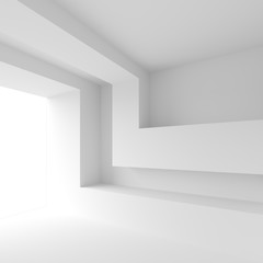White Interior Background. Empty Room with Window. Modern Architecture Wallpaper
