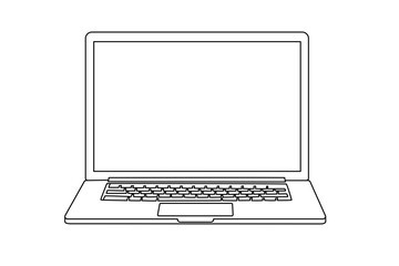 Continuous line drawing of a modern laptop © Laura
