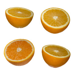 set of oranges isolated on white background